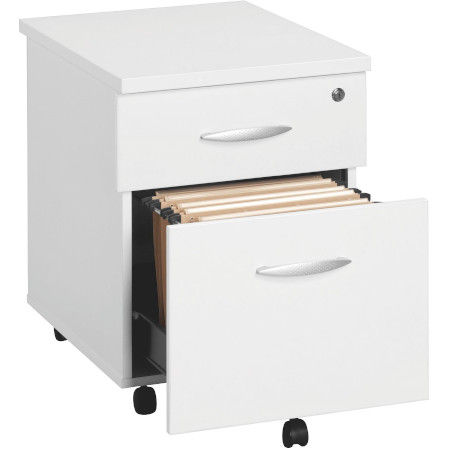 Caisson hauteur bois 2 tiroirs Arko blanc